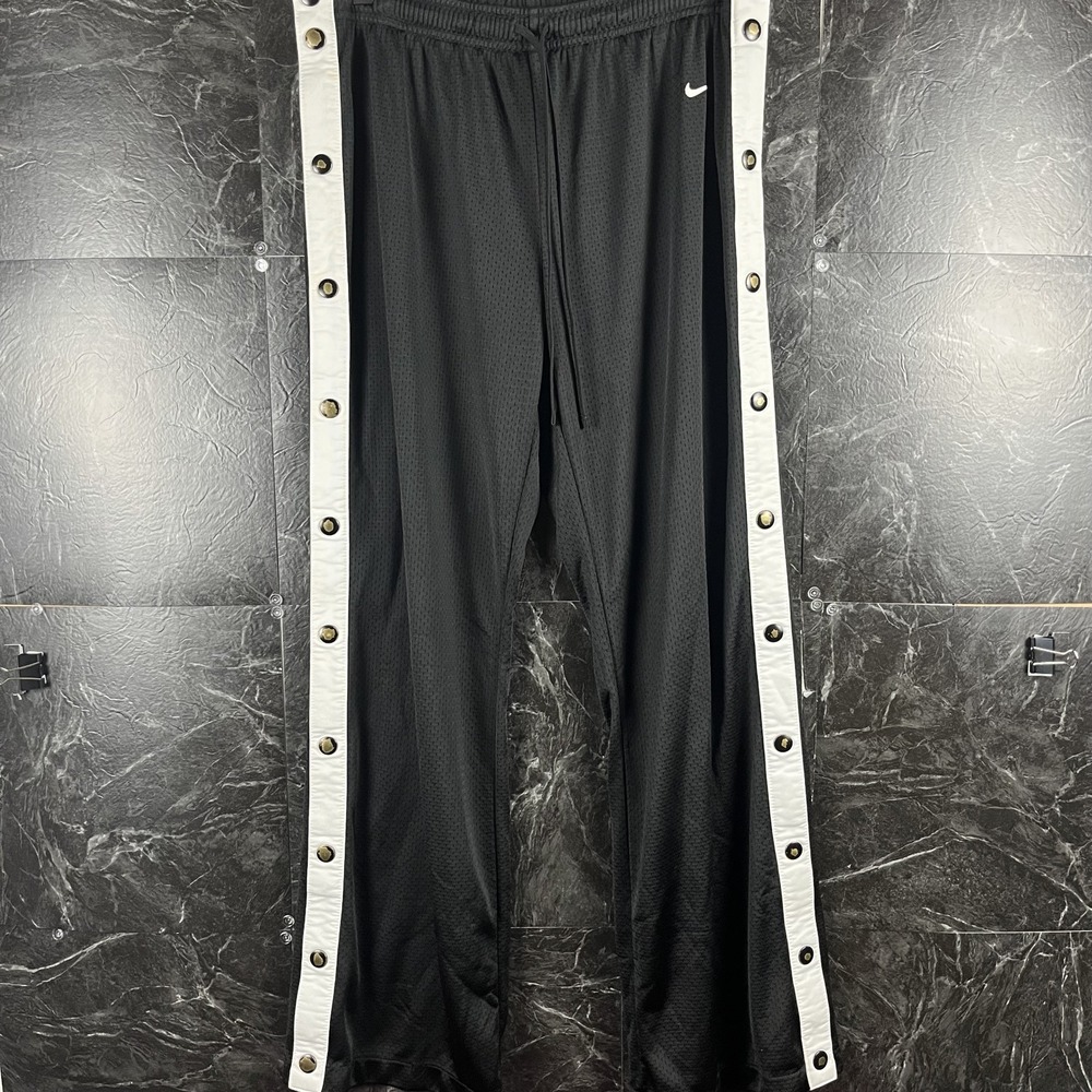 Nike Women's Black Vtg Snap Striped Track Pants Medium -Flaws